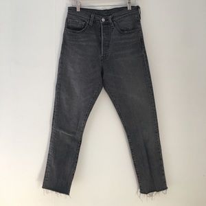 Black/Grey 501 Levis Cropped Straight Leg Pants